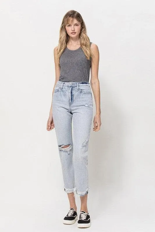 VERVET by Flying Monkey Super High Relaxed Cuffed Straight Jeans
