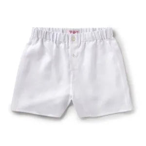 White Linen Boxer Shorts - Slim Fit