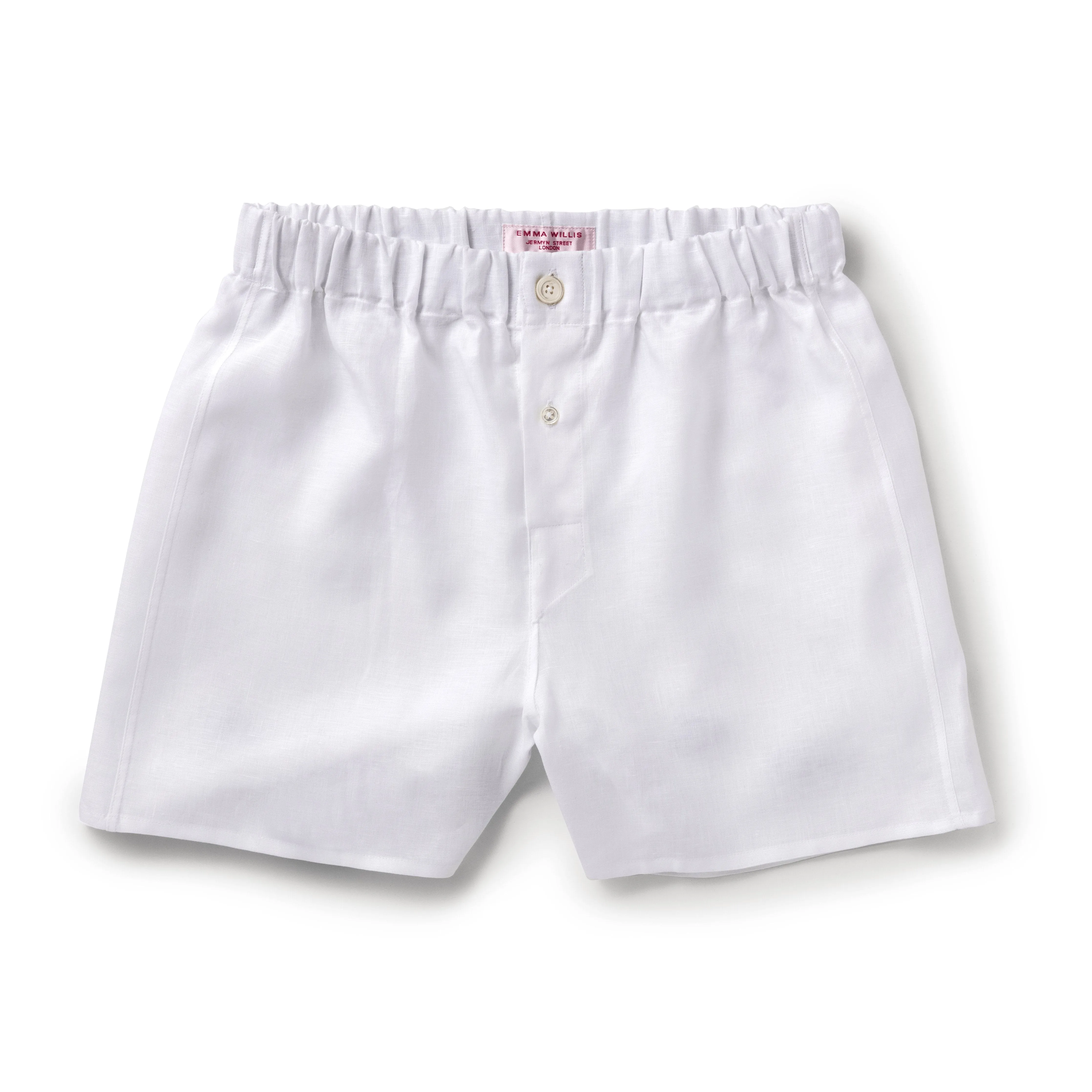 White Linen Boxer Shorts - Slim Fit
