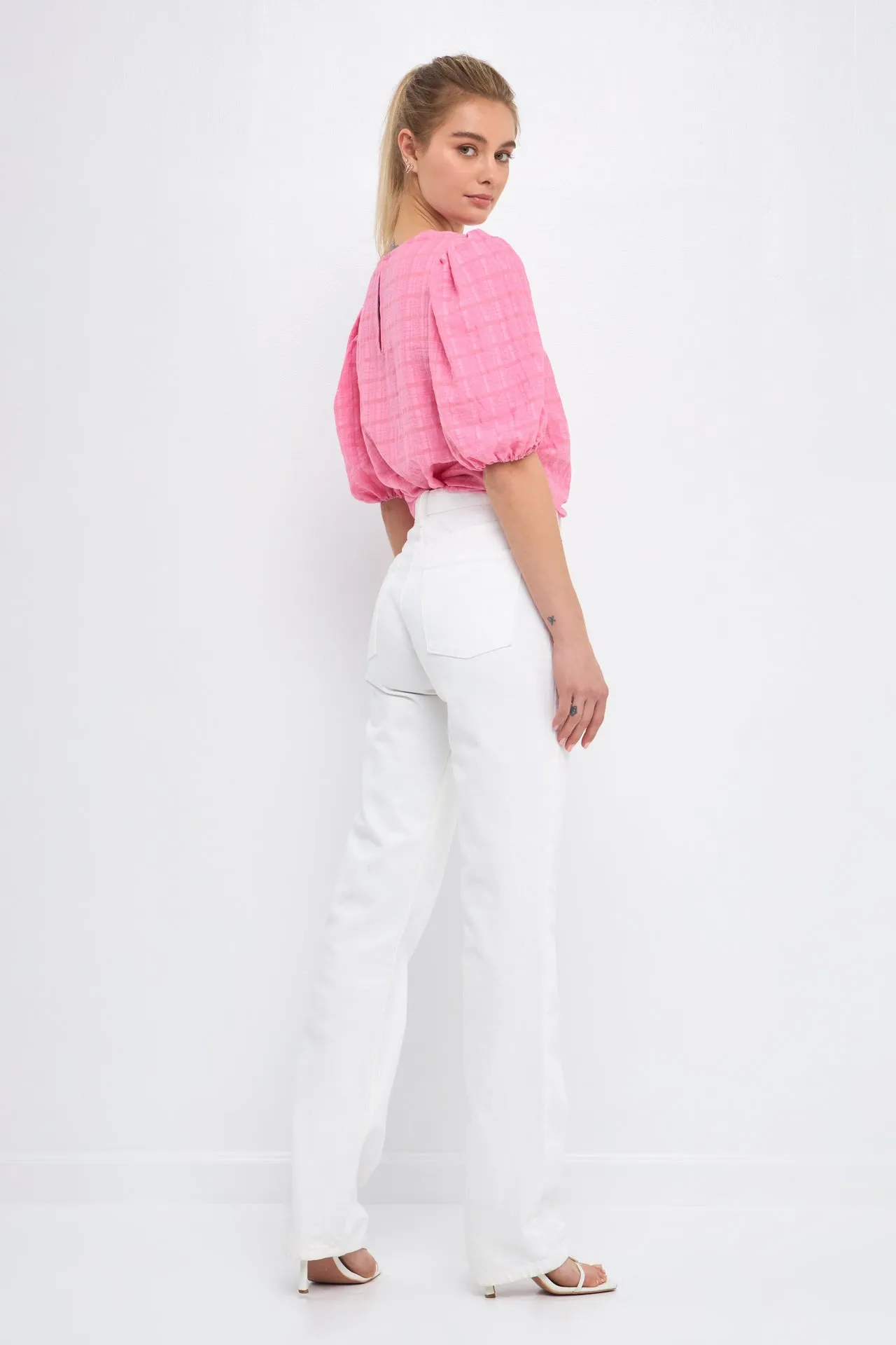 Women Woven Plaid Blouse