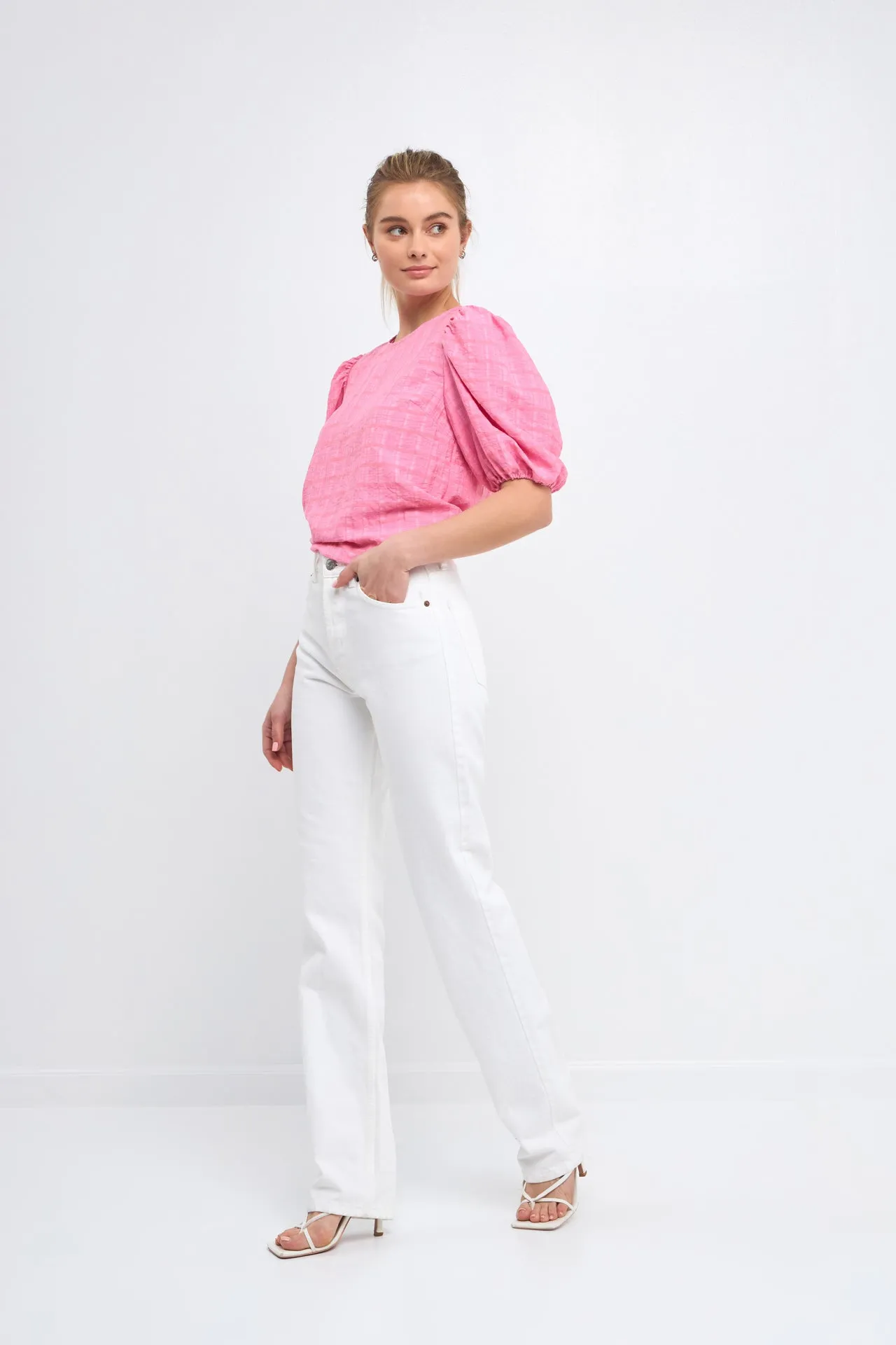 Women Woven Plaid Blouse