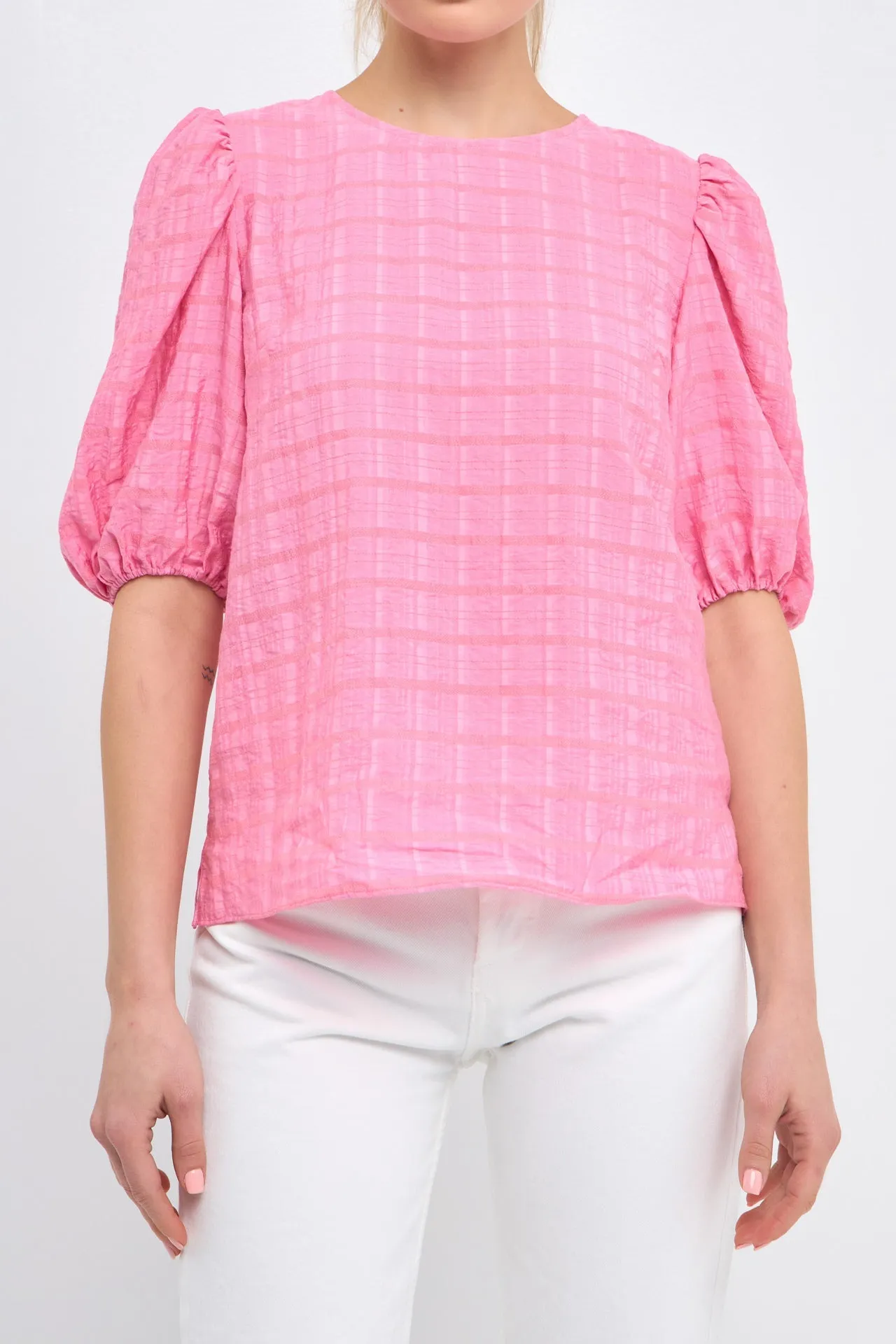 Women Woven Plaid Blouse