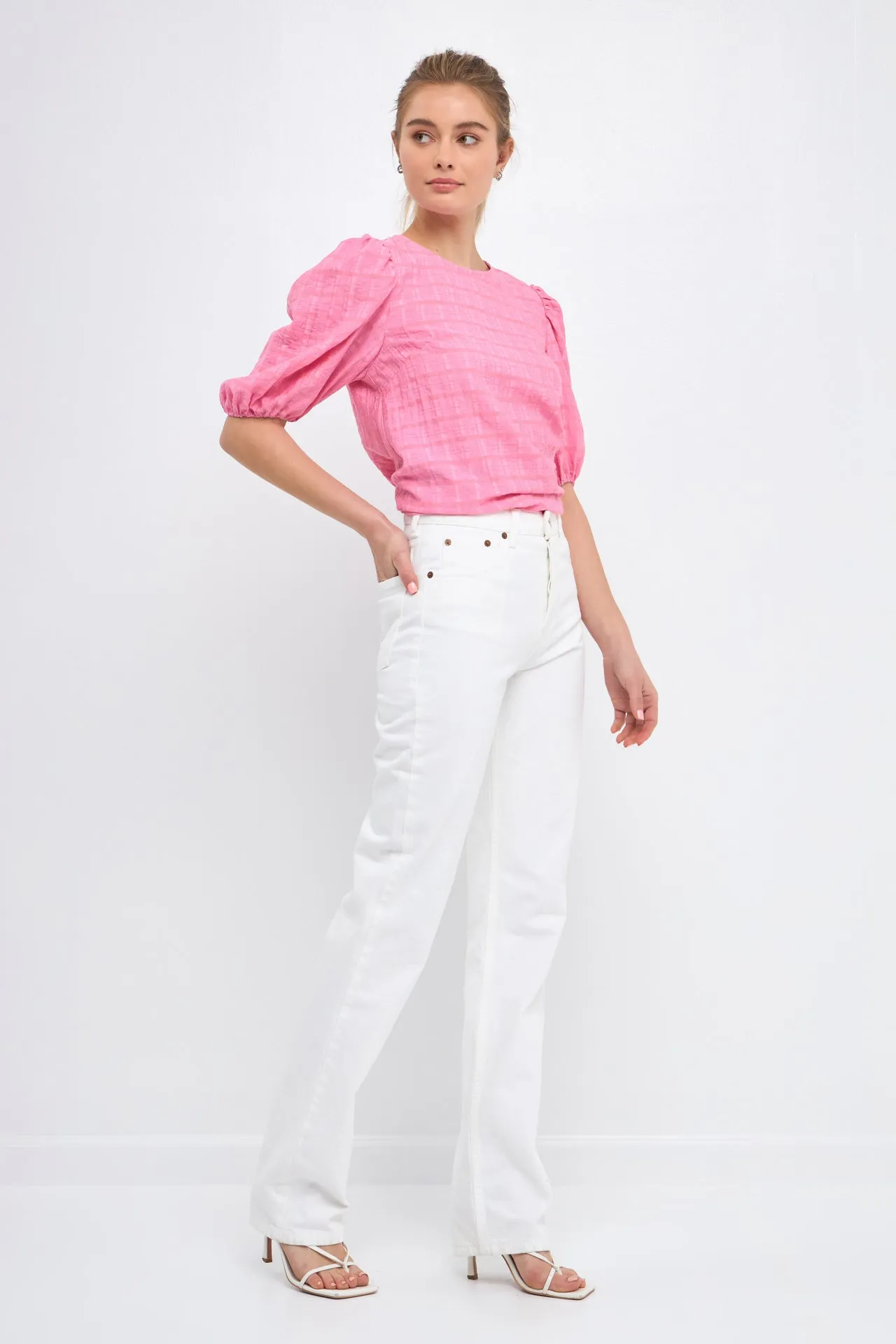 Women Woven Plaid Blouse