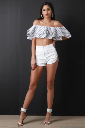 Zipper Runner Hem High Rise Shorts